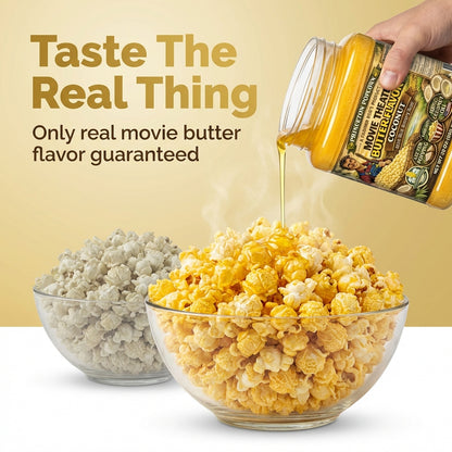 Real Theater Coconut Popcorn Oil - 30 oz Butter Flavored Coconut Oil for Whirley Pop Popcorn Maker, Popcorn Oil Butter Flavor Stovetop Popcorn, Popcorn Oil for Popcorn Machine Farmer Bob's Princeton Popcorn
