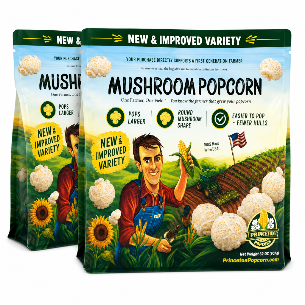 Two-pack of Farmer Bob's Mushroom Popcorn bags