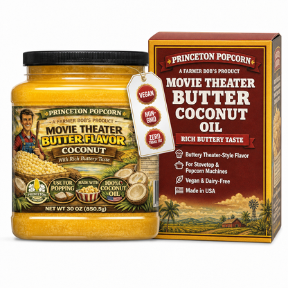 Real Theater Coconut Popcorn Oil - 30 oz Butter Flavored Coconut Oil for Whirley Pop Popcorn Maker, Popcorn Oil Butter Flavor Stovetop Popcorn, Popcorn Oil for Popcorn Machine Farmer Bob's Princeton Popcorn