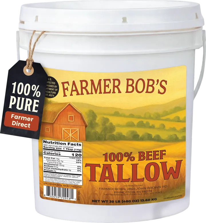 Farmer Bob's 30 lb bucket of 100% beef tallow