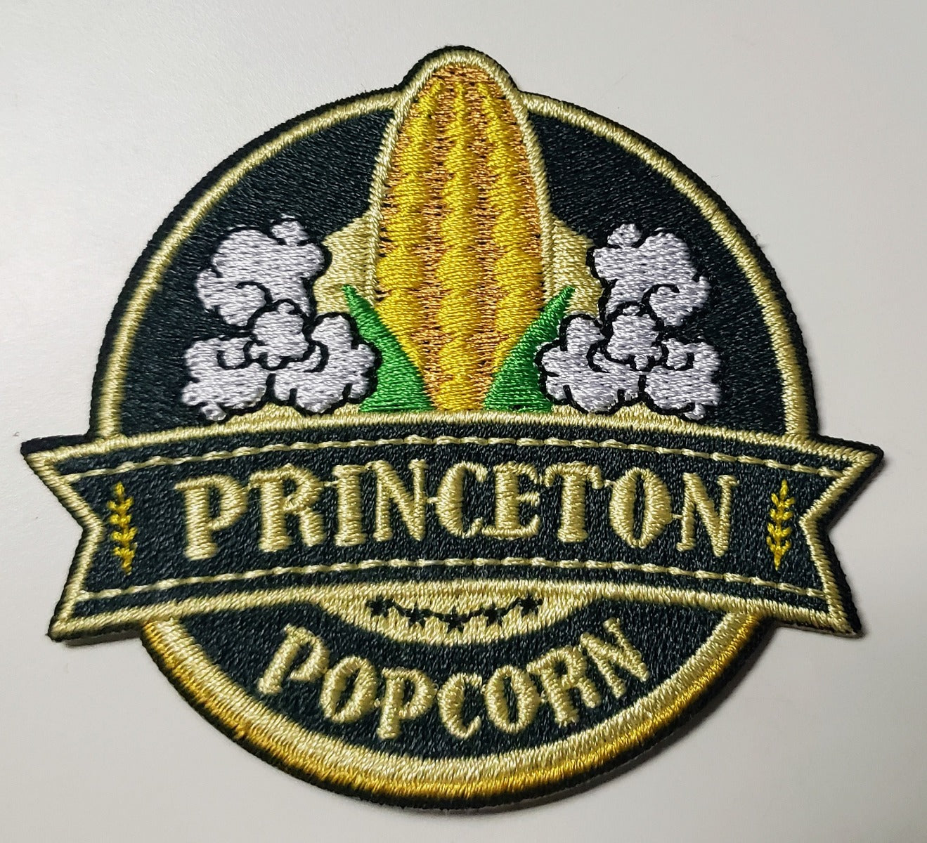 Parche con el logotipo de palomitas de maíz de Princeton - Hierro en círculo de 2,25"