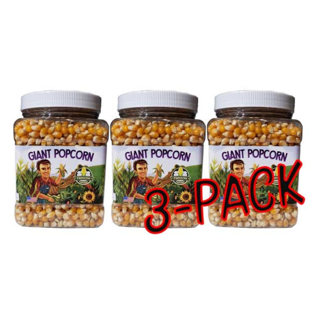 Trois (3) paquets de grains de maïs soufflé non éclatés en forme de champignon de 2 lb
