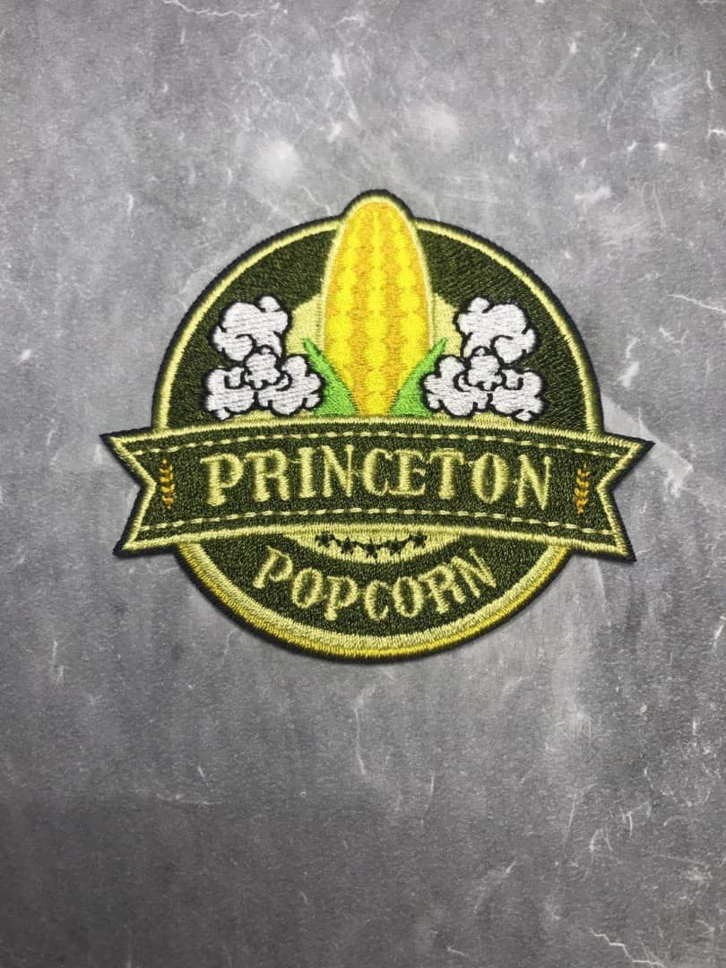 Parche con el logotipo de palomitas de maíz de Princeton - Hierro en círculo de 2,25"