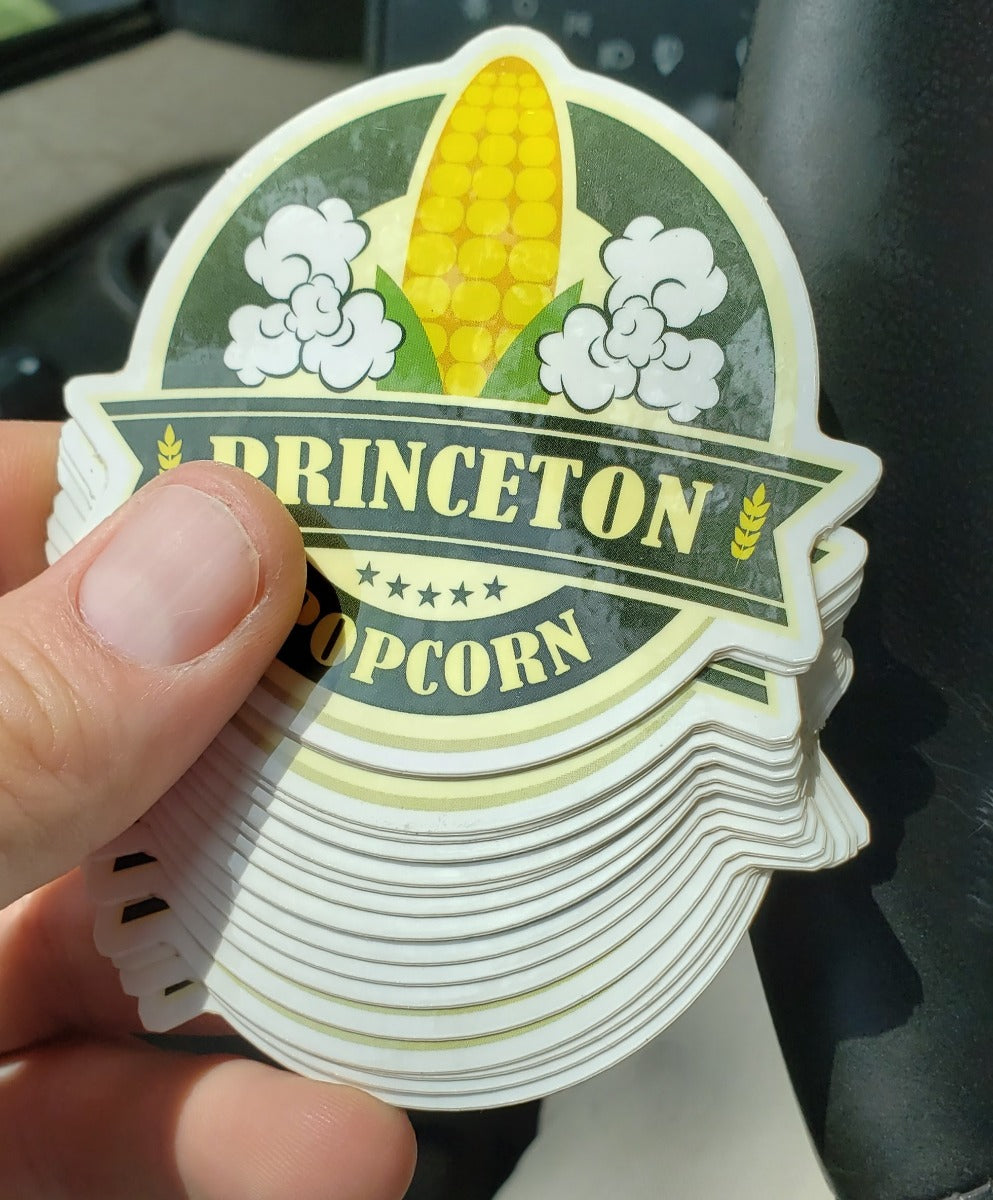 Pegatina de vinilo troquelada de palomitas de maíz de Princeton
