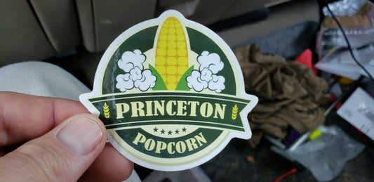 Pegatina de vinilo troquelada de palomitas de maíz de Princeton